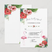 Charm Luau Flamingo Tropical Floral Wedding RSVP Karte (Vorne/Hinten)