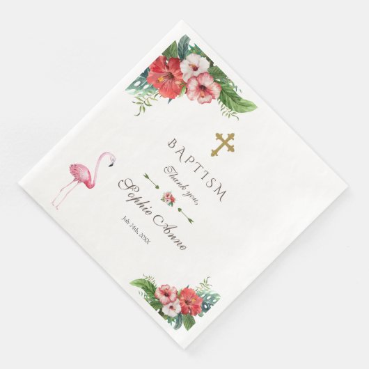 Charm Luau Flamingo Tropische Taufe der Blumen Serviette (Ecke)