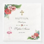 Charm Luau Flamingo Tropische Taufe der Blumen Serviette (Vorderseite)
