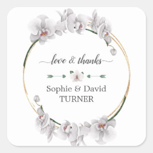 Charm Luau Watercolor Weißer Orchid Quadratischer Aufkleber