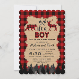 Charm Lumberjack Red Buffalo Boy Baby Dusche Einladung