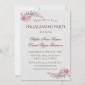 Charm Marsala Maroon Floral Engagement Party Einladung (Vorderseite)