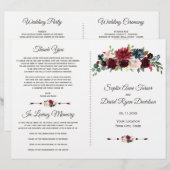 Charm Merlot Navy Blue Floral Wedding Programm (Vorne/Hinten)