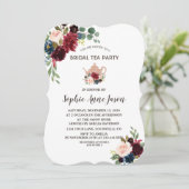 Charm Merlot Navy Brautparty Tee Party Einladung (Stehend Vorderseite)