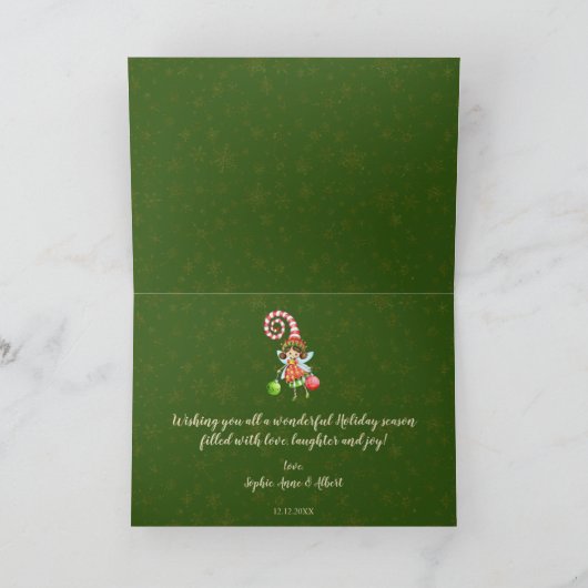 Charm Merry Christmas Fairy Family Foto Karte (Innenseite)