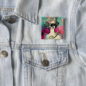 CHARM MONOGRAM / Mysteriöse Schönheit mit Maske Button (Beispiel)