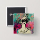 CHARM MONOGRAM / Mysteriöse Schönheit mit Maske Button (Vorne & Hinten)