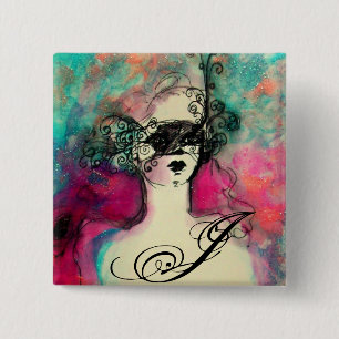 CHARM MONOGRAM / Mysteriöse Schönheit mit Maske Button