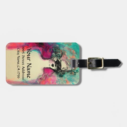 CHARM MONOGRAM / Mysteriöse Schönheit mit Maske Gepäckanhänger (Vorderseite horizontal)