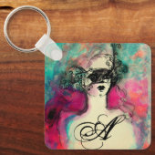CHARM MONOGRAM / Mysteriöse Schönheit mit Maske Schlüsselanhänger (Vorderseite)