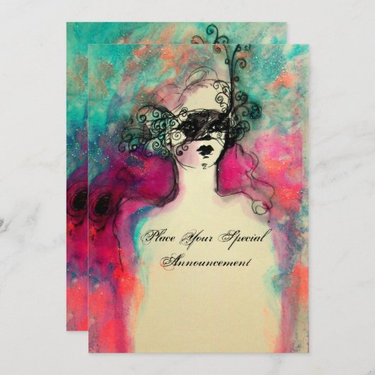 CHARM MONOGRAM , Sweet 16 Masquerade Party Einladung (Vorne/Hinten)