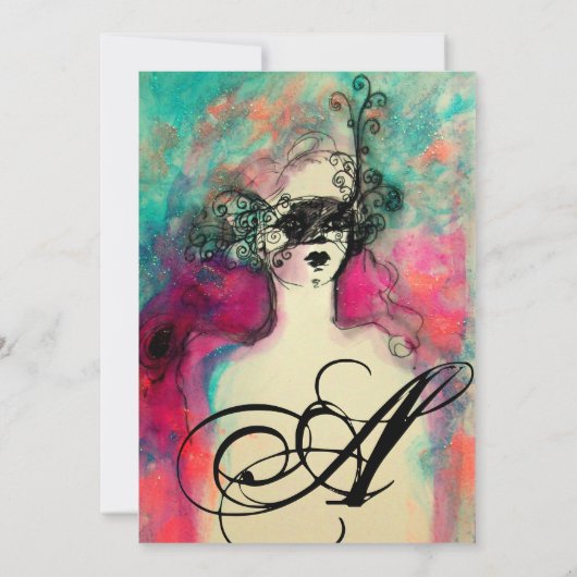 CHARM MONOGRAM , Sweet 16 Masquerade Party Einladung (Rückseite)