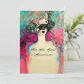 CHARM MONOGRAM , Sweet 16 Masquerade Party Einladung (Stehend Vorderseite)