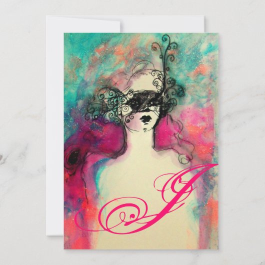 CHARM MONOGRAM , Sweet 16 Masquerade Party Einladung (Rückseite)