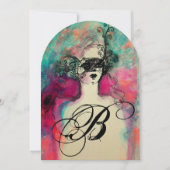 CHARM MONOGRAM , Sweet 16 Masquerade Party Einladung (Vorderseite)