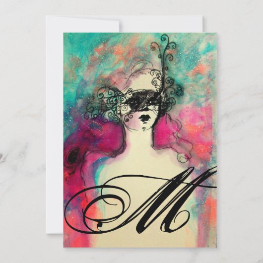 CHARM MONOGRAM , Sweet 16 Masquerade Party Einladung (Rückseite)