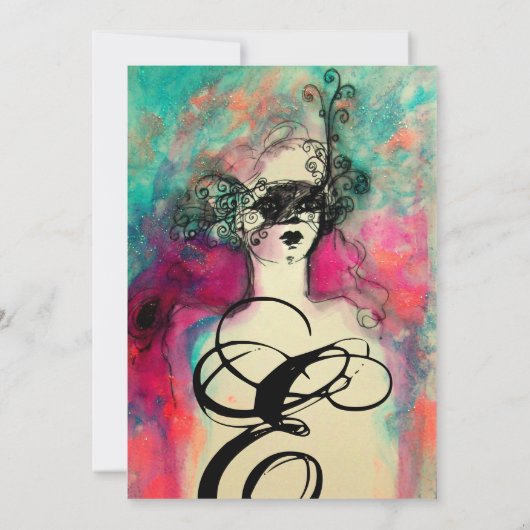 CHARM MONOGRAM , Sweet 16 Masquerade Party Einladung (Rückseite)