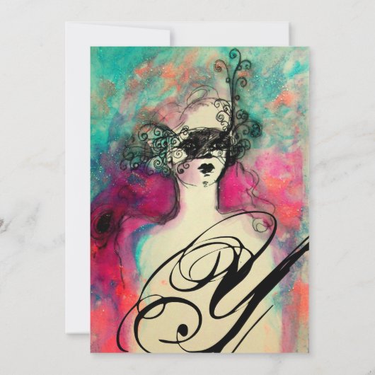 CHARM MONOGRAM , Sweet 16 Masquerade Party Einladung (Rückseite)