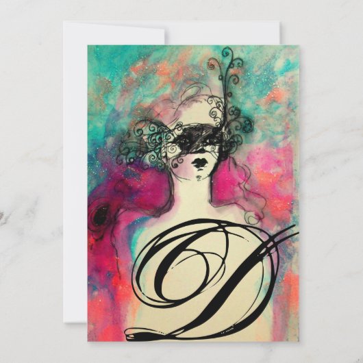 CHARM MONOGRAM , Sweet 16 Masquerade Party Einladung (Rückseite)