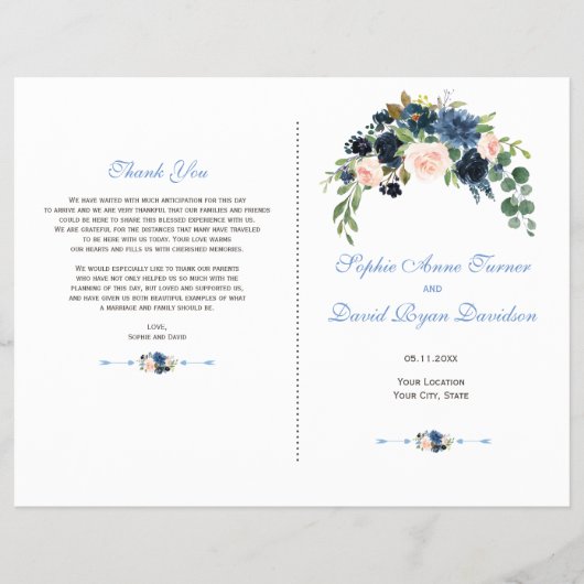 Charm Navy Blue Blush Blume Bloom Programm Flyer (Vorne)
