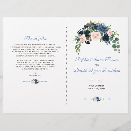 Charm Navy Blue Blush Blume Bloom Programm Flyer (Vorne)