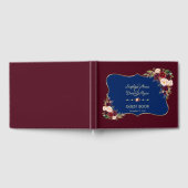 Charm Navy Blue Gold Burgund Blumenhochzeit Gästebuch (Voll)