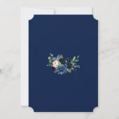 Charm Navy Blush Bloral Bloom Hochzeit Einladung (Rückseite)