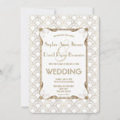 Charm Old Hollywood Great Gatsby White Wedding Einladung (Vorderseite)