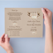 Charm Pampas Grass Floral Antlers Wedding Programm Flyer (Hand)