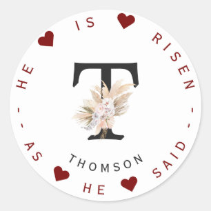 Charm Pampas Grass Floral Monogram Address Label Runder Aufkleber