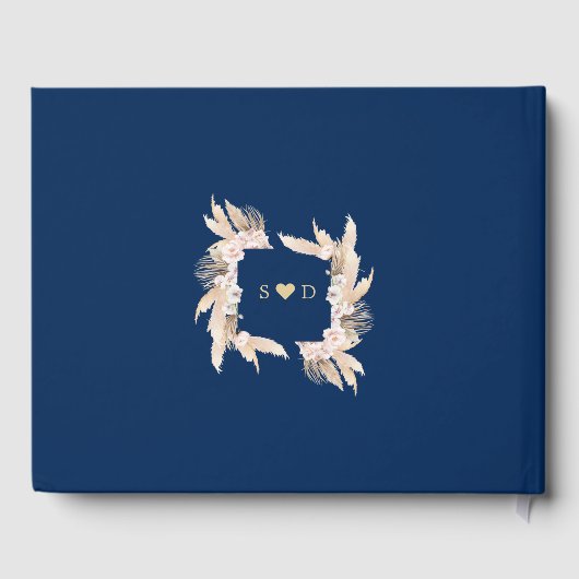 Charm Pampas Grass Weiße Orchideen Blume Hochzeit Gästebuch (Rückseite)