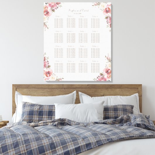 Charm Peach Peonies Pink Seekarte Leinwanddruck (Insitu (Schlafzimmer))