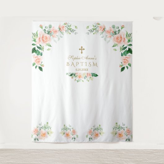 Charm Pink Blume Taufen Foto Stand Prop Wandteppich (Vorderseite)