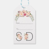 Charm Pink Blush Bloral Monogram Wedding Geschenkanhänger (Rückseite)