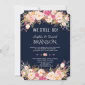 Charm Pink Blush Blues Dunkles Blau WIR NOCH tun Einladung (Vorderseite)