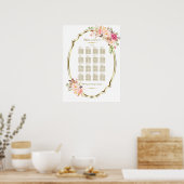 Charm Pink Blush Blues Gold Frame Seekarte Poster (Küche)