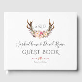 Charm Pink Blush Blume Antlers Wedding Gästebuch (Vorderseite)