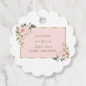 Charm Pink Blush Blume Gold Frame Baby Dusche Geschenkanhänger (Vorderseite)