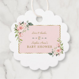 Charm Pink Blush Blume Gold Frame Baby Dusche Geschenkanhänger