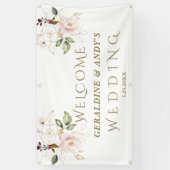 Charm Pink Blush Blume Goldene Hochzeit Begrüßungs Banner (Vertikal)
