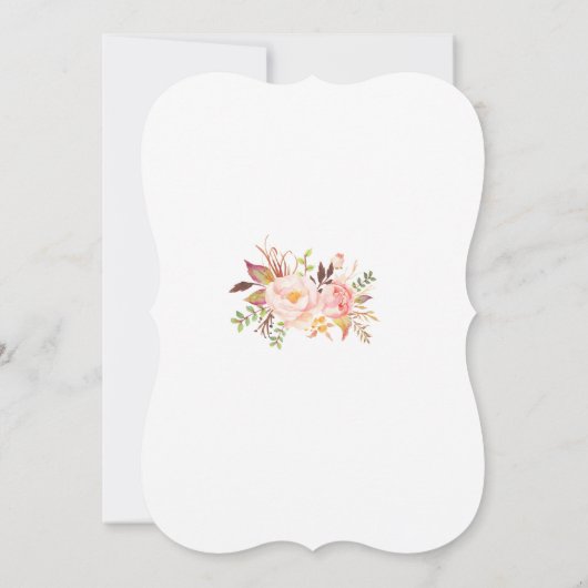 Charm Pink Blush Blume Goldrahmen Hochzeit Einladung (Rückseite)