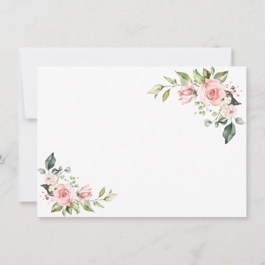 Charm Pink Blush Blume Goldrahmen Hochzeit Save The Date (Rückseite)