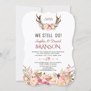 Charm Pink Blush Floral Antler, die wir noch tun Einladung