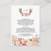 Charm Pink Blush Floral Antlers Wedding Details Begleitkarte (Vorderseite)