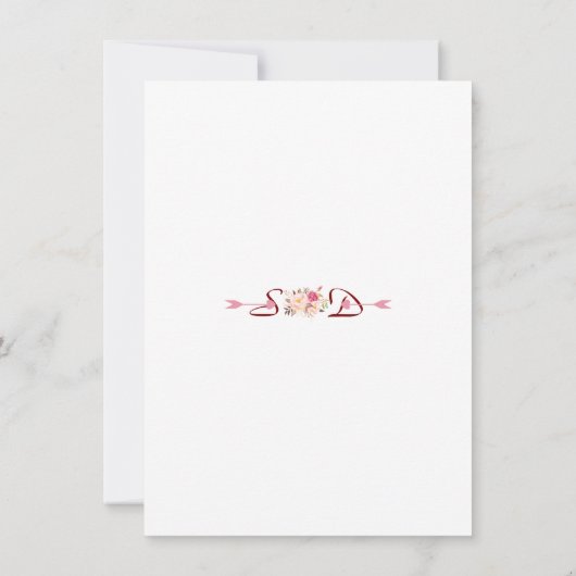 Charm Pink Blush Floral Antlers Wedding Save The Date (Rückseite)