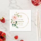 Charm Pink Blush Floral Gold Cross Bestätigung Serviette (Beispiel)