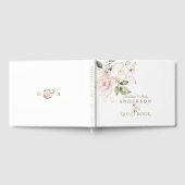 Charm Pink Blush Gold Blume Monogramm Hochzeit Gästebuch (Voll)