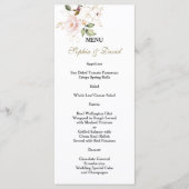 Charm Pink Blush Gold Blume Monogramm Hochzeit Menükarte (Vorderseite)