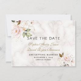 Charm Pink Blush Gold Blumenmarmor Hochzeit Save The Date