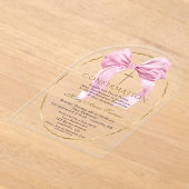 Charm Pink Bow Gold Girl Bestätigung transparent Acryleinladungen (Ablage )